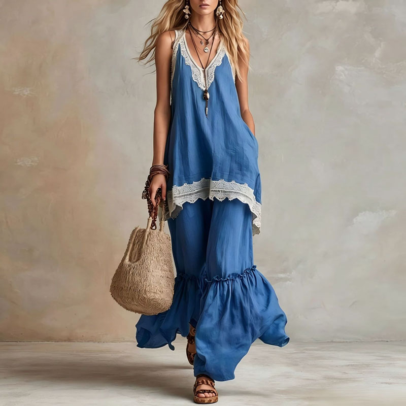 Women Lace Trim 2 Piece Matchi - Lace Trim Cami ulasan dan harga