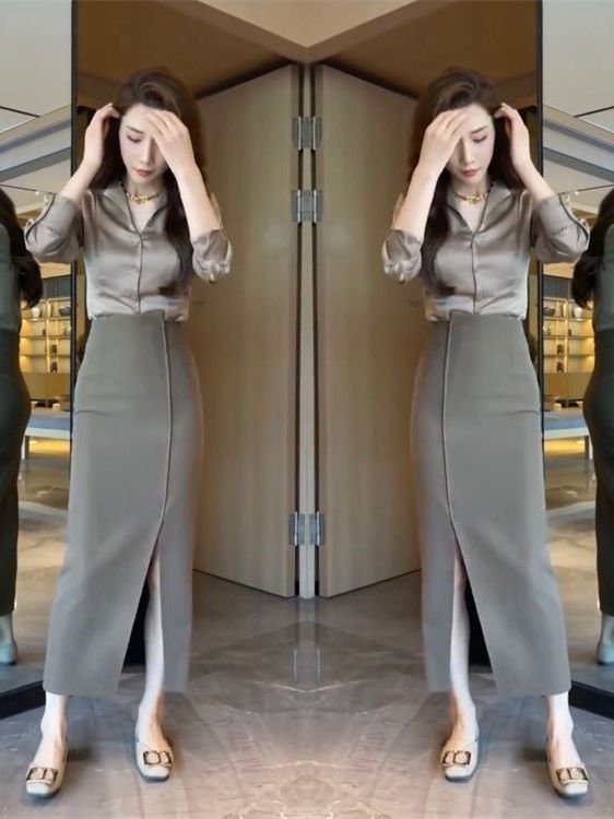 Elegant High Waist Slit Satin  - Women Fashion Over The Years ulasan dan harga