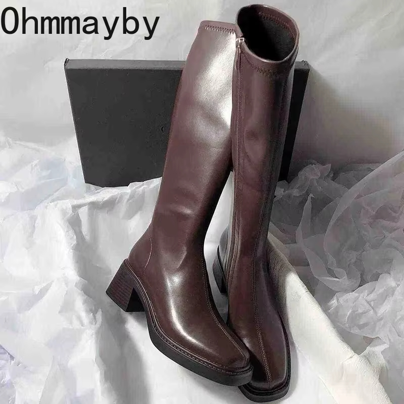Vintage Thick Heel Women Knee  - Women'S Fashion Korea ulasan dan harga