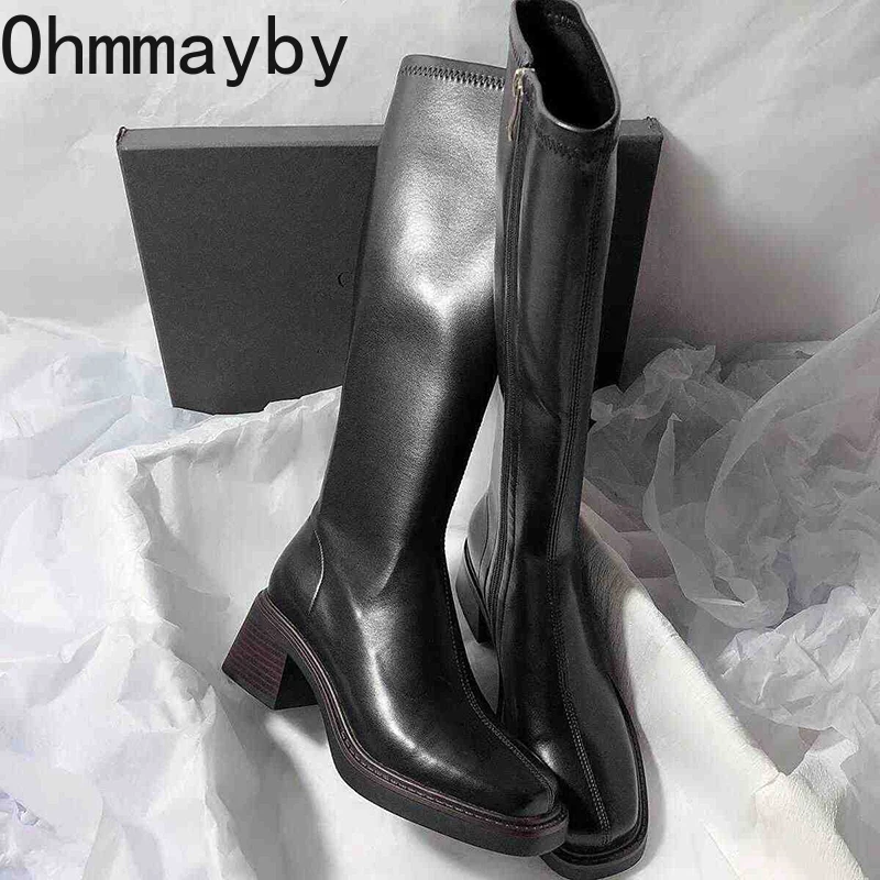 Vintage Thick Heel Women Knee  - Women'S Fashion Korea ulasan dan harga