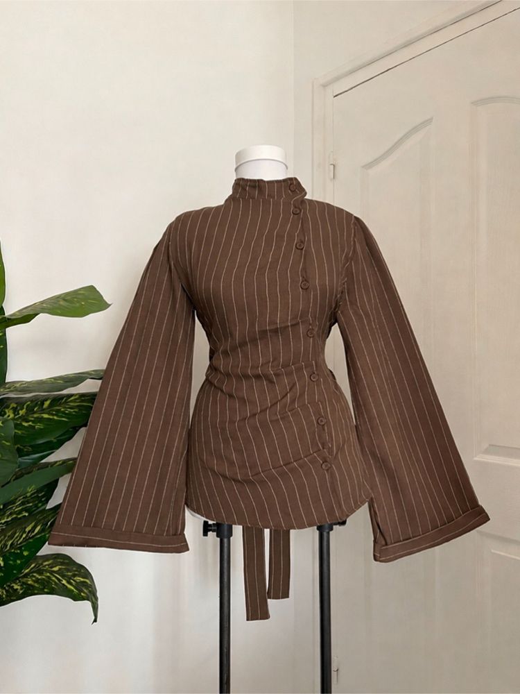 Women Long Sleeve Top Vertical - Women Fashion Necktie ulasan dan harga