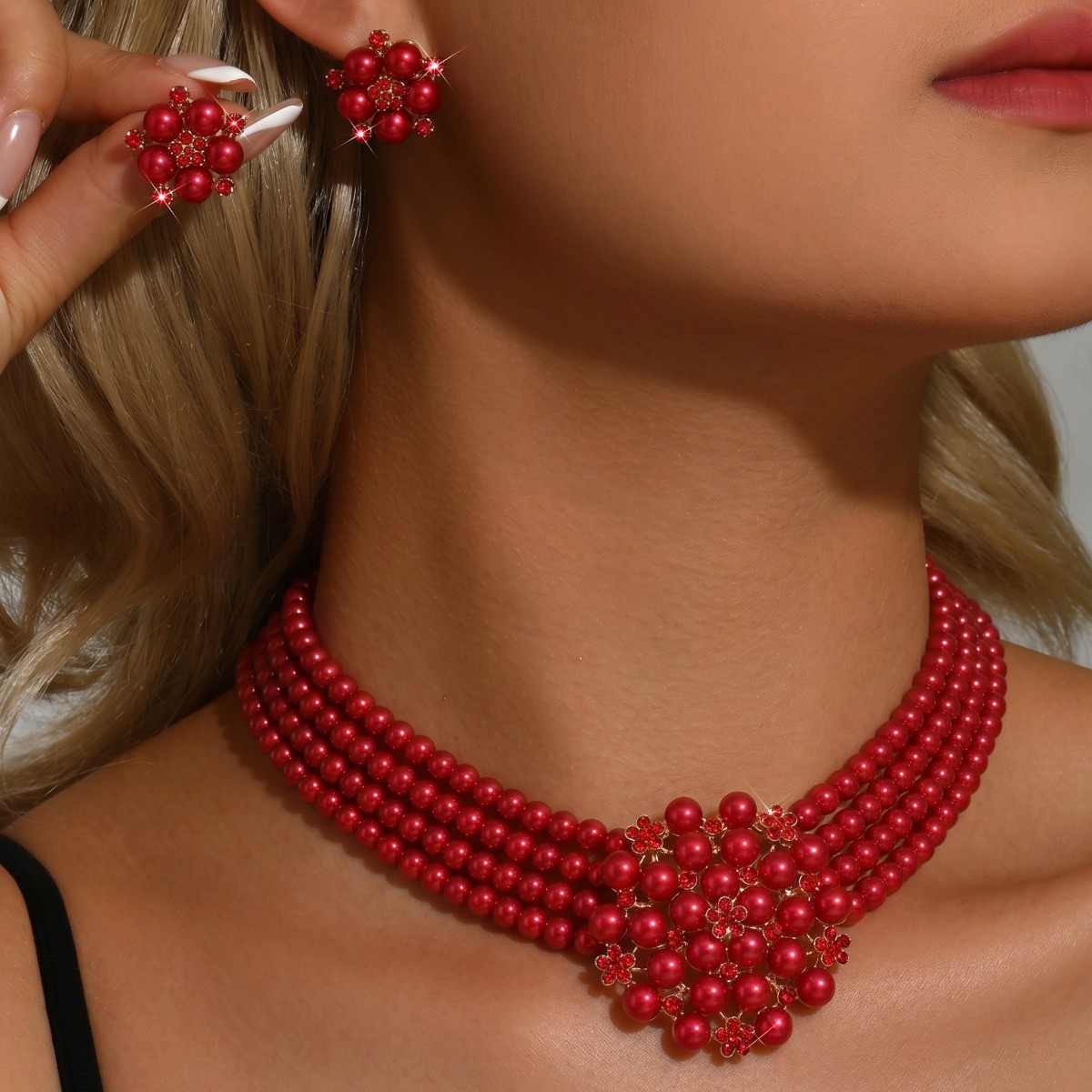 Women Multi‑Strand Pearl Flowe - Women Fashion Photoshoot ulasan dan harga