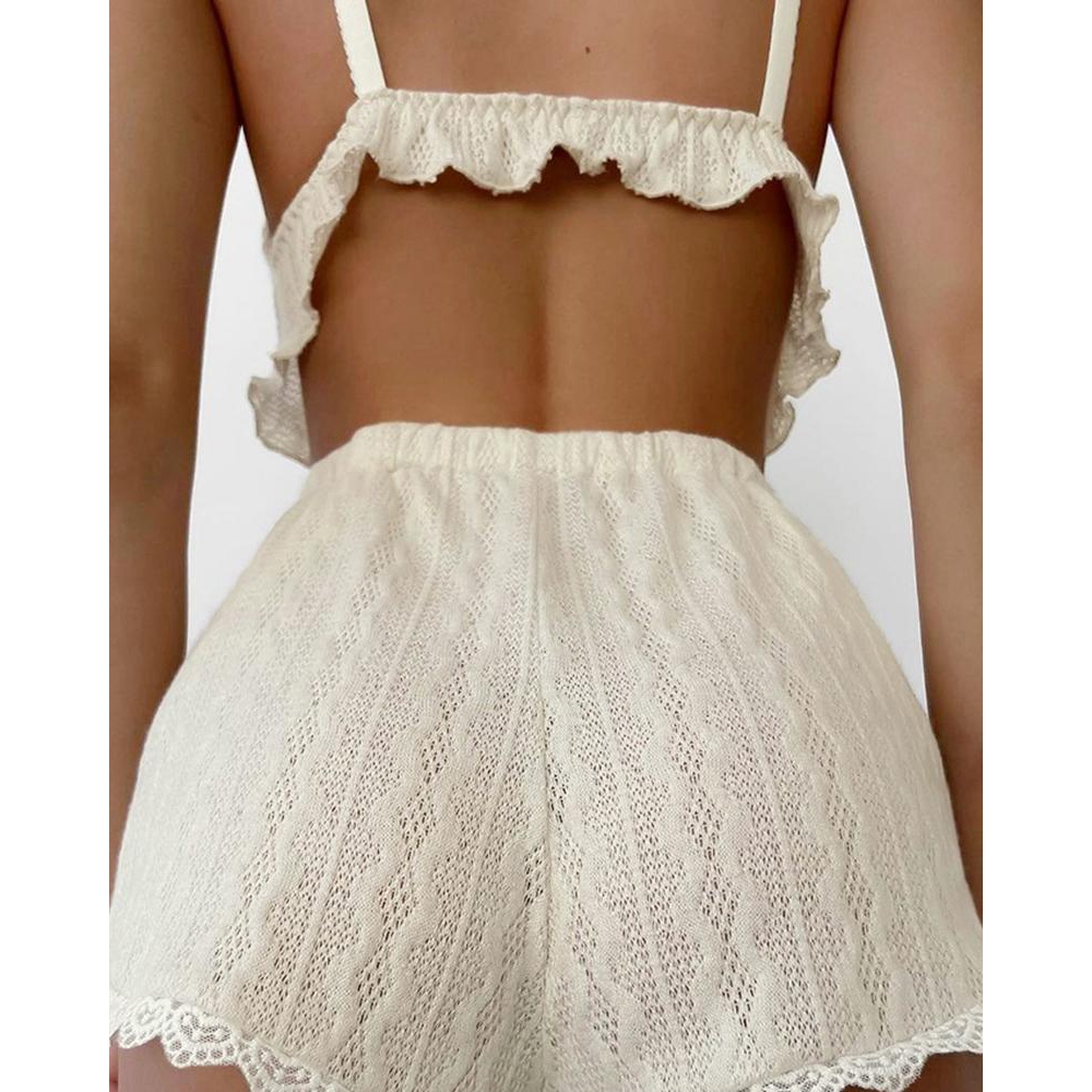 Lace Trim Ruffle Hem Cable Tex - Lace Trim Cami ulasan dan harga