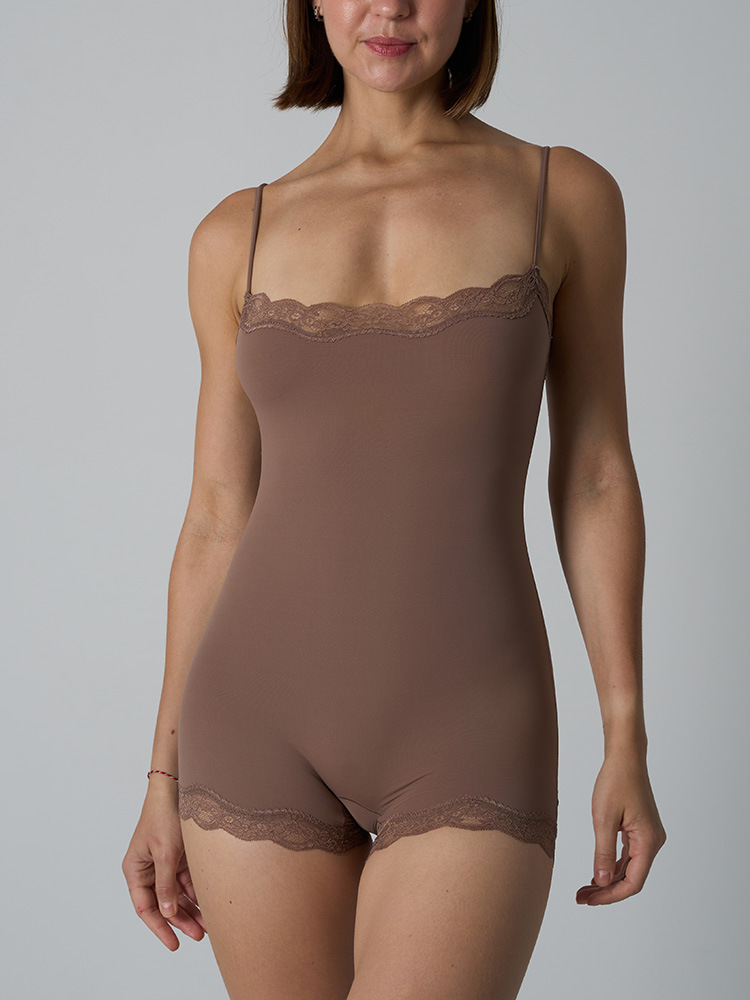 Lace Trim Romper Bodysuit – Ul - Lace Trim Cami ulasan dan harga