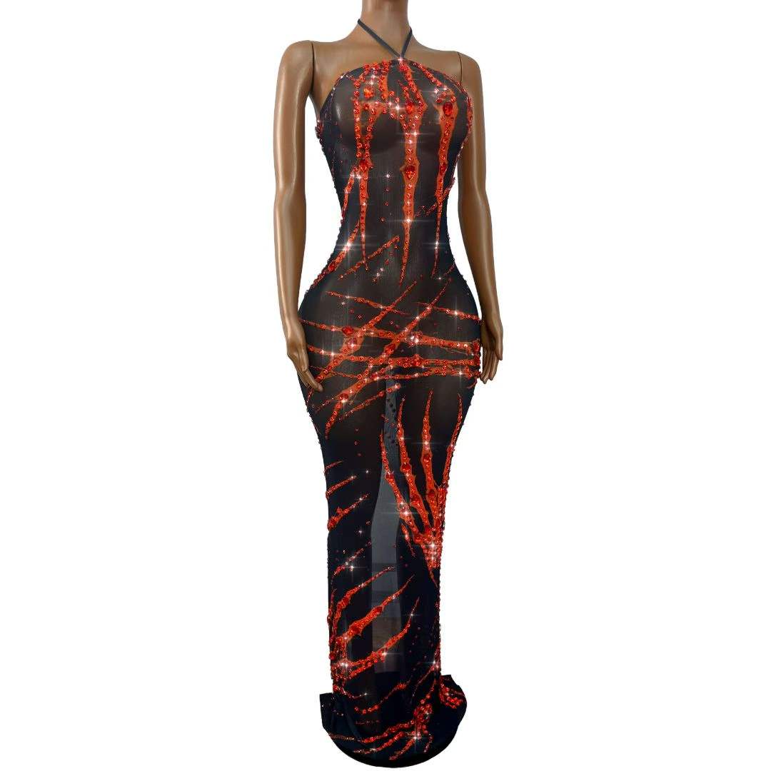 Sexy Shining Rhinestones Mesh  - Women Fashion Photoshoot ulasan dan harga