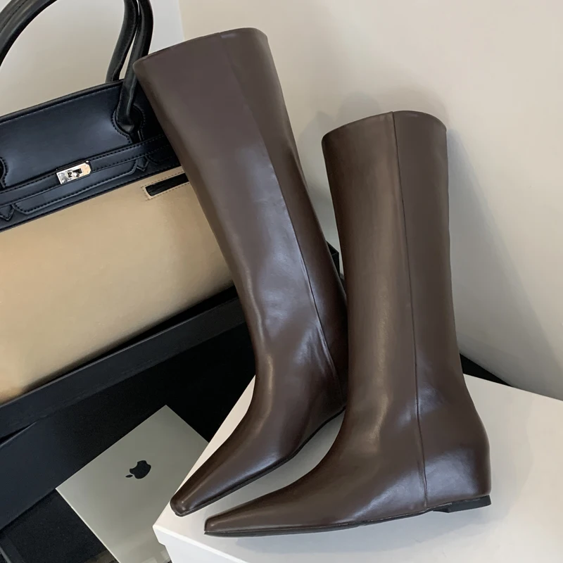 Eilyken Soft Leather Pointed T - Women'S Fashion Knee High Boots ulasan dan harga