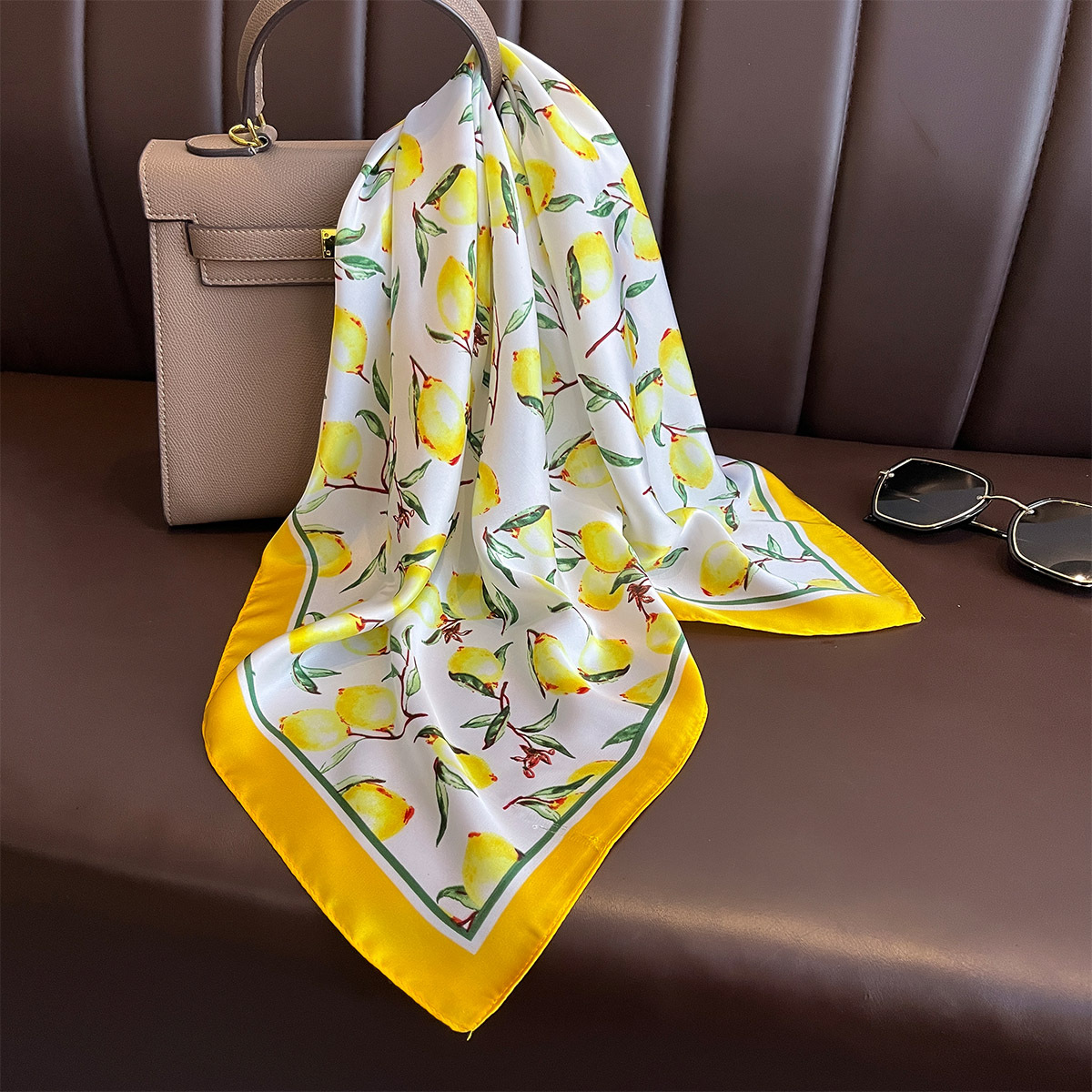 2025 New Yellow Lemon Print Sq - Women Fashion Necktie ulasan dan harga